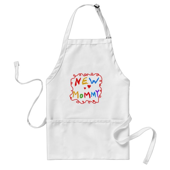 Primary Colors Text New Mommy  Tshirts Adult Apron (Front)
