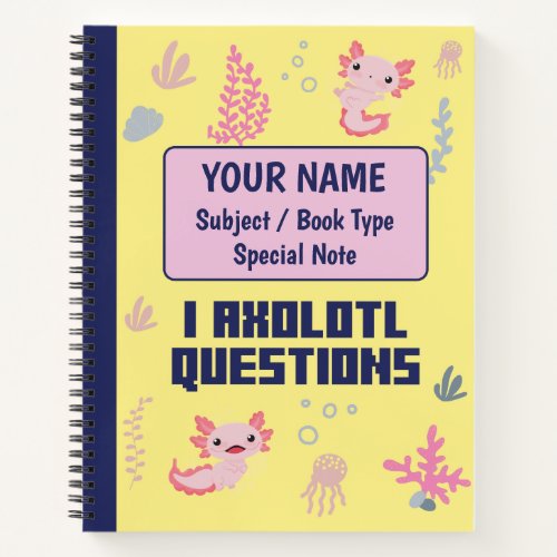 Primary Composition Notebook Cute Axolotl Pattern