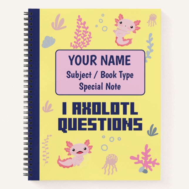 Primary Composition Notebook Cute Axolotl Pattern (Front)
