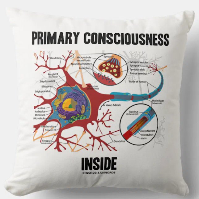 Primary Consciousness Inside (Neuron / Synapse) Throw Pillow (Throw pillow featuring neuron/synapse for anyone with "Primary Consciousness Inside")