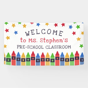Primary Crayons Stars Welcome Teacher's Classroom Banner