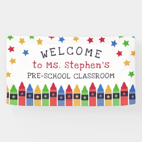 Primary Crayons Stars Welcome Teachers Classroom Banner