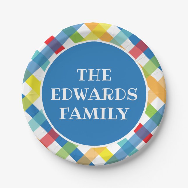 Primary Criss Cross Personalized Party Plates (Front)