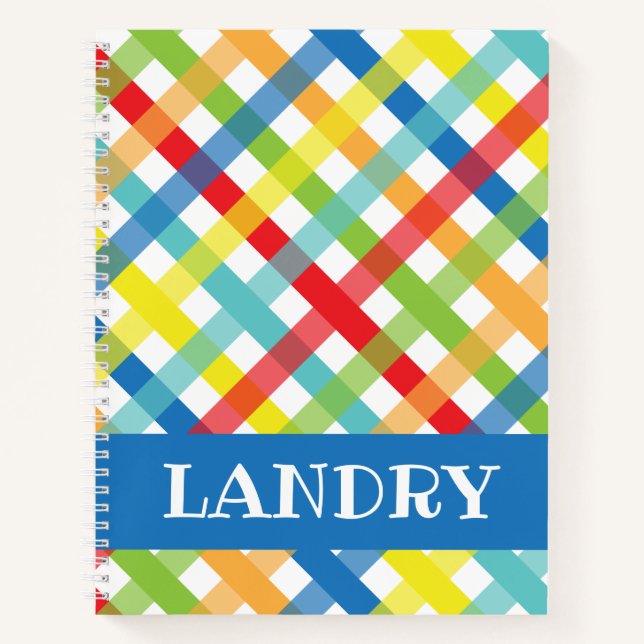 Primary Criss Cross Personalized Spiral Notebook (Front)