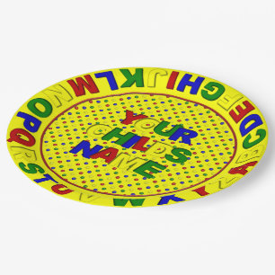 Primary Dots Alphabet, Yellow-Paper Plate