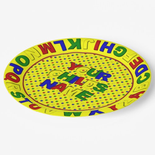 Primary Dots Alphabet Yellow_Paper Plate