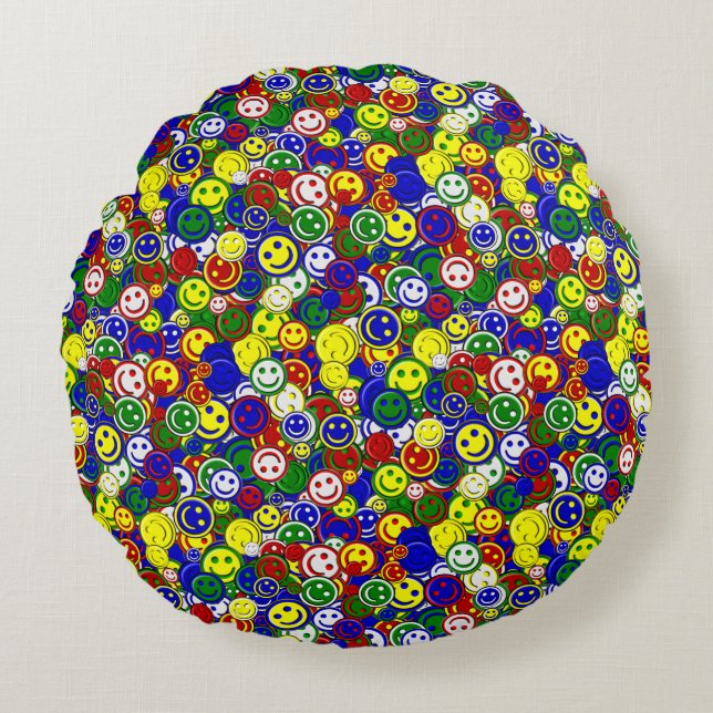 Primary Face Beads-BLUE-ROUND PILLOW (Front)