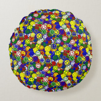 Primary Face Beads-BLUE-ROUND-Throw Pillow