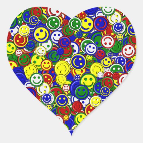 Primary Happy Face Allover Beads Heart Sticker