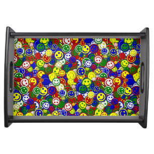 Primary Happy Face Allover Beads Serving Tray