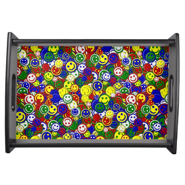 Primary Happy Face Allover Beads Serving Tray (Front)