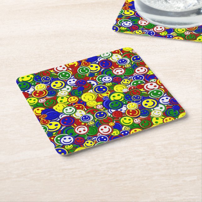 Primary Happy Face Beads,RED-PAPER COASTERS (Angled)