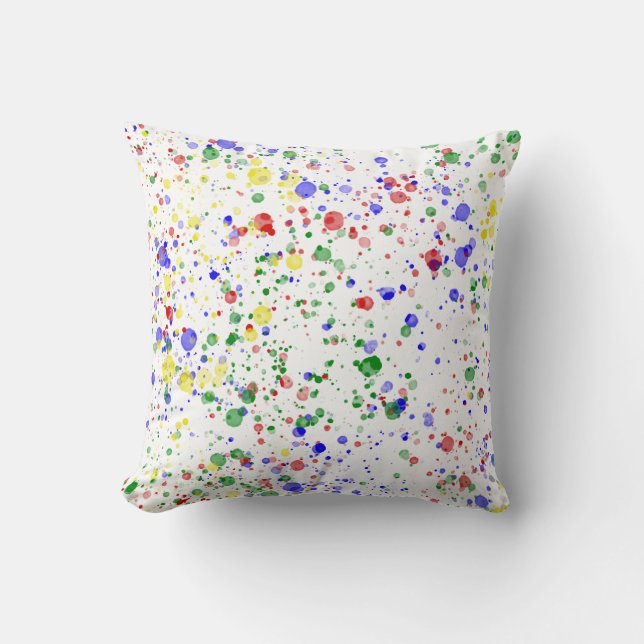 Primary Paint Splatter Artist Throw Pillow (Front)