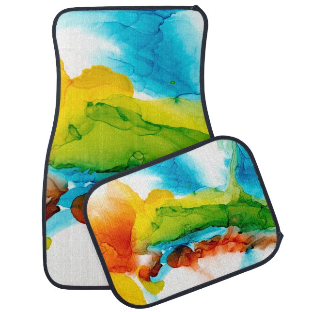 Primary Plume - Watercolors Car Floor Mat (Set)