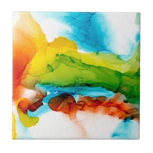 Primary Plume - Watercolors Ceramic Tile