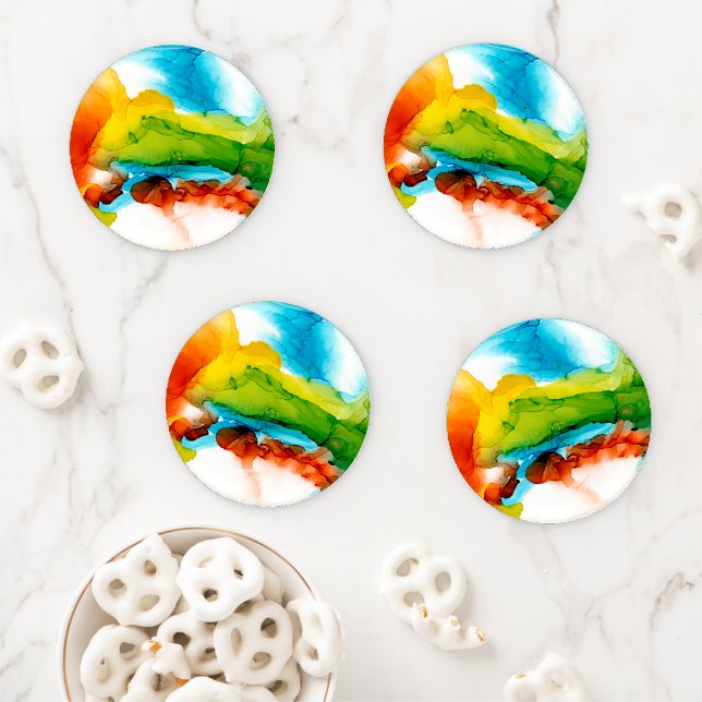 Primary Plume - Watercolors Coaster Set (In Situ)