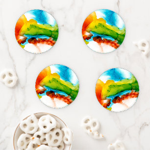 Primary Plume - Watercolors Coaster Set