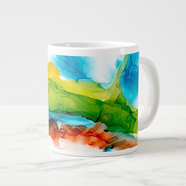 Primary Plume - Watercolors Giant Coffee Mug (Front Right)