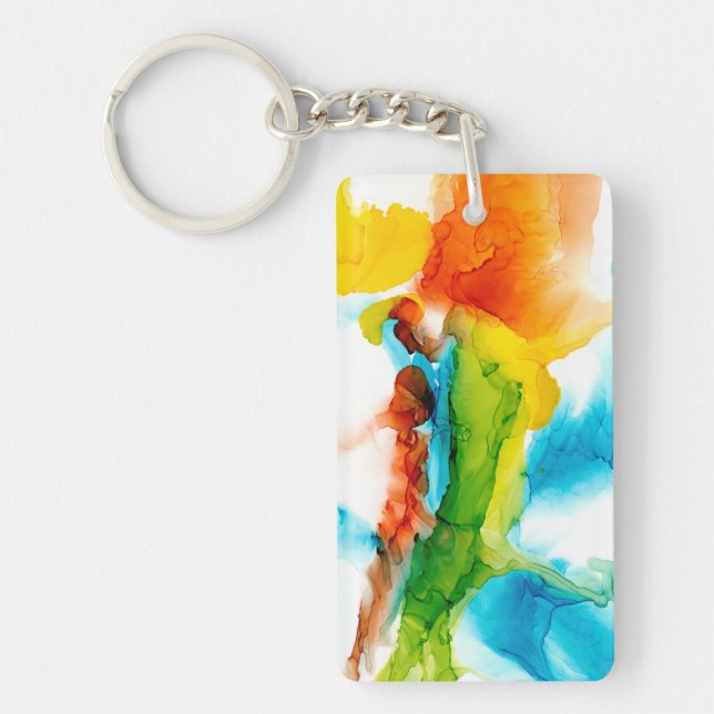 Primary Plume - Watercolors Keychain (Front)