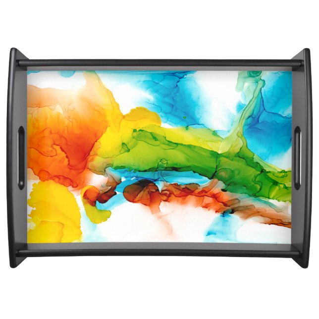 Primary Plume - Watercolors Serving Tray (Front)