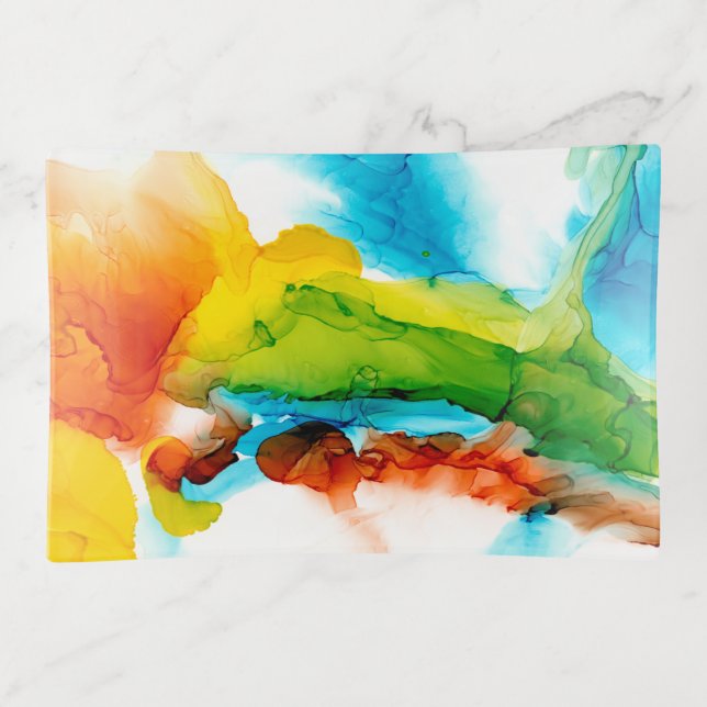 Primary Plume - Watercolors Trinket Tray (Front)