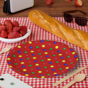 Primary Polka Dots Red Paper Plates