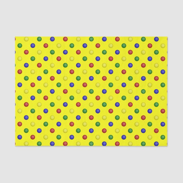 Primary Polka Dots,Yellow-TISSUE WRAP PAPER (Front)