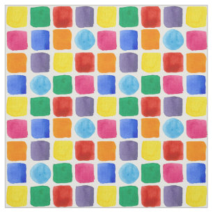 Primary Rainbow Colors Kids Geometric Pattern Fabric