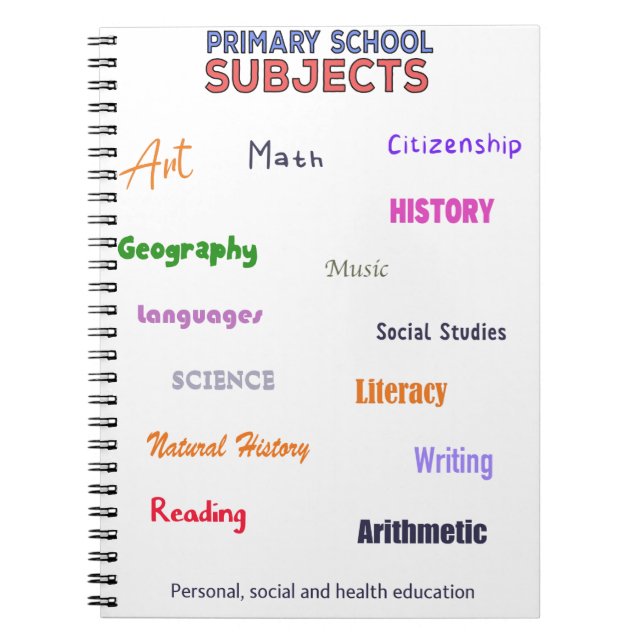 Primary School Subjects Notebook (Front)