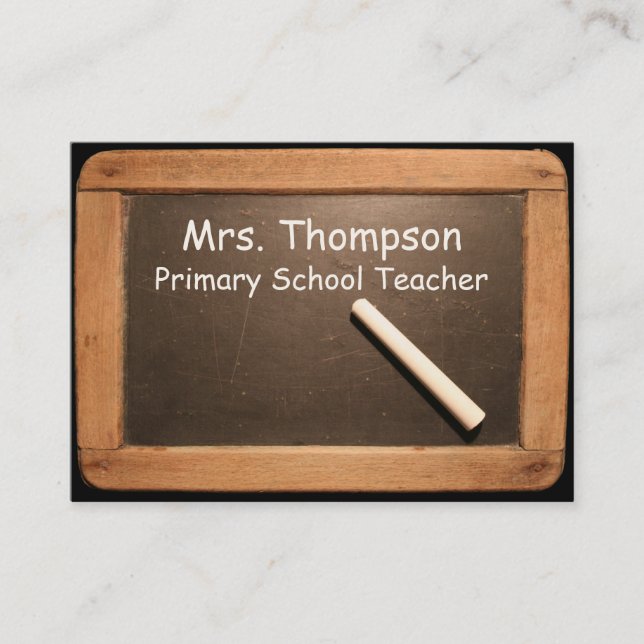 Primary School Teacher Slate Chalk Calling Card (Front)