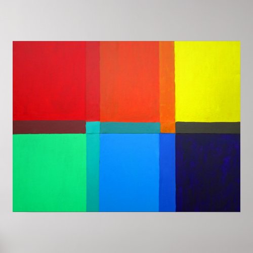 Primary Secondary Tertiary Color Grid Abstract Poster