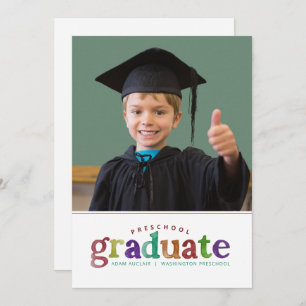 Primary Watercolor painted preschool Graduate  Invitation