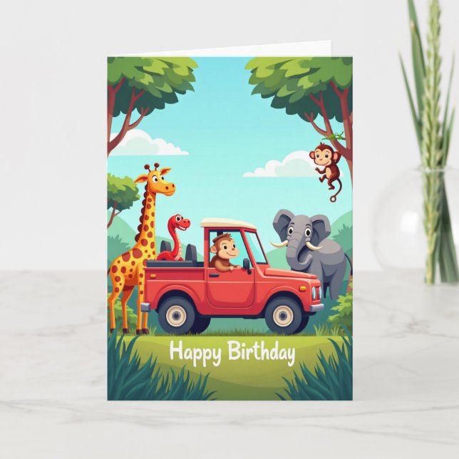 Primate Adventure Birthday Card (Front)