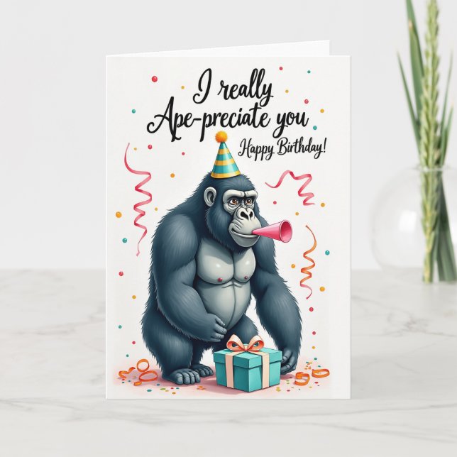 Primate Party Birthday Card (Front)