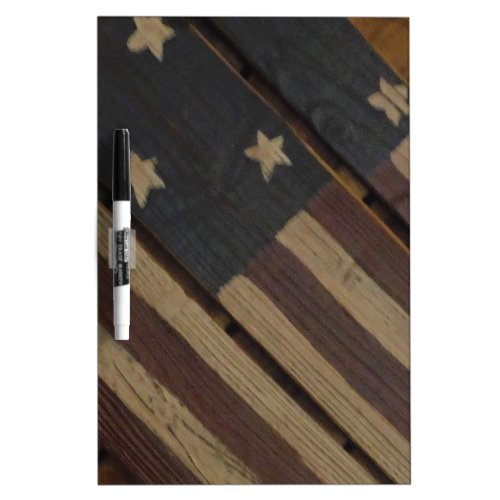 primative wood american flag red white blue dry erase board