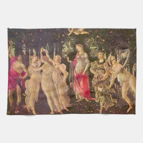 Primavera Allegory of Spring by Sandro Botticelli Kitchen Towel