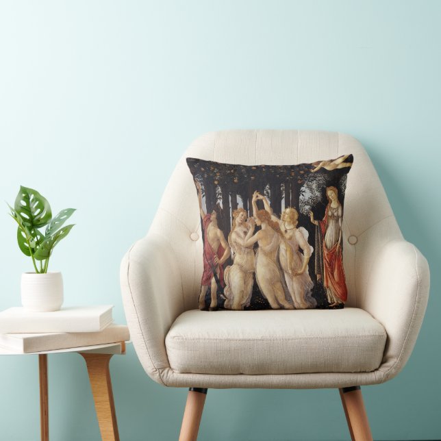 Primavera, Allegory of Spring by Sandro Botticelli Throw Pillow (Chair)
