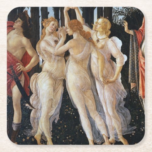 Primavera detail Sandro Botticelli 1482 Square Paper Coaster