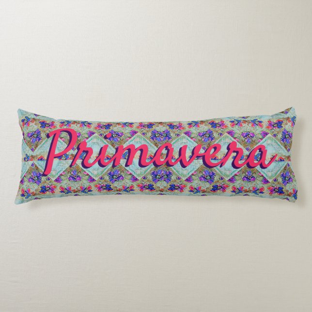Primavera floral purple blue pink pattern  body pillow (Front)