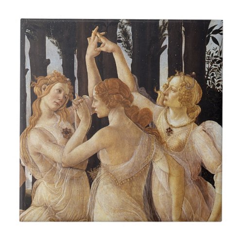 Primavera Three Graces by Sandro Botticelli Ceramic Tile