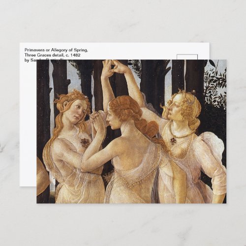 Primavera Three Graces by Sandro Botticelli Postcard