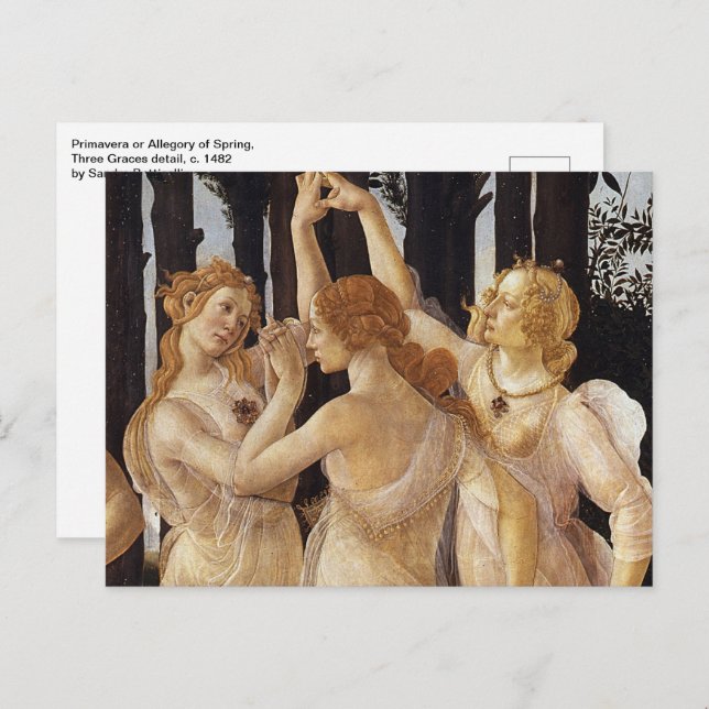 Primavera, Three Graces by Sandro Botticelli Postcard (Front/Back)