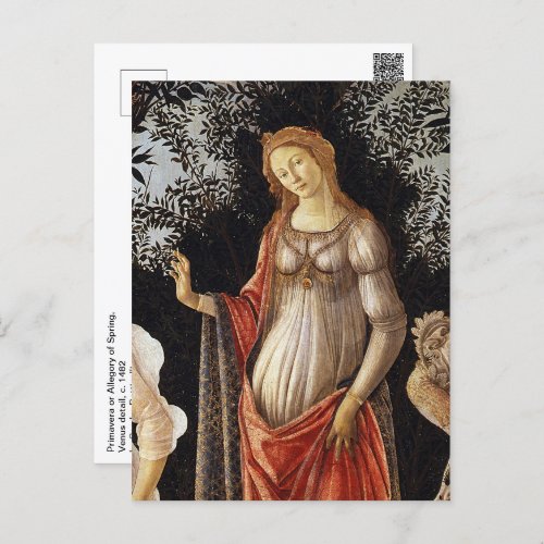 Primavera Venus detail by Sandro Botticelli Postcard