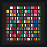 Prime Factor Poster - Black<br><div class="desc">The numbers 1-100, broken up into their unique prime factors. Each prime is assigned its own colour, then each number is represented with the combination of coloured blocks corresponding to the primes whose product equals that number. The result is a very structured yet complex geometric pattern - visually encoding all...</div>