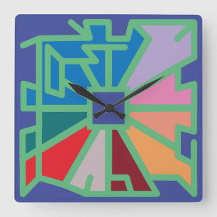 PRIME LINE Chained Number colors by MASANSER PIXEL Square Wall Clock