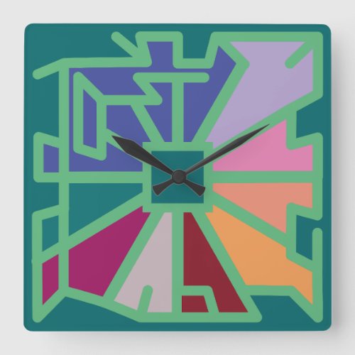 PRIME LINE Chained Number colors by MASANSER PIXEL Square Wall Clock