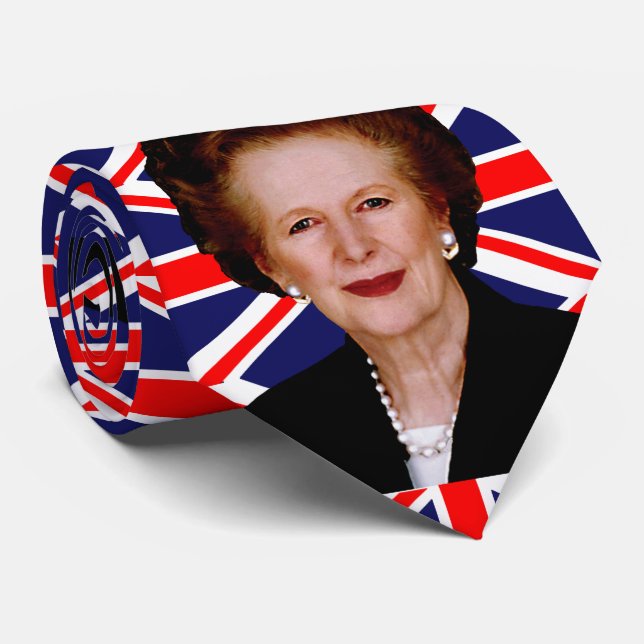 Prime Minister Margaret Thatcher & British Flag Neck Tie (Rolled)