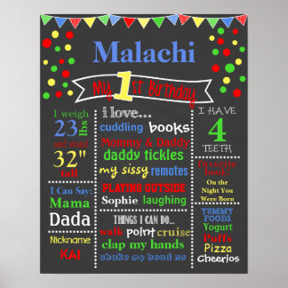 Prime Polka Dot Birthday Chalkboard Poster