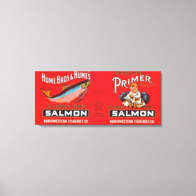 Primer Brand Salmon Label- Seattle, WA Canvas Print (Front)