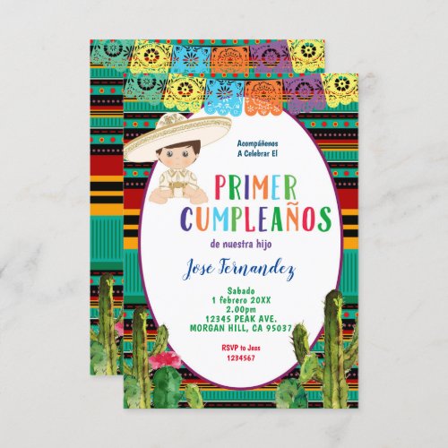 PRIMER CUMPLEANOS Uno Fiesta Birthday Invitation